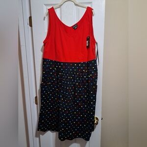 City Chic Vibrant Red and Hearts Dress